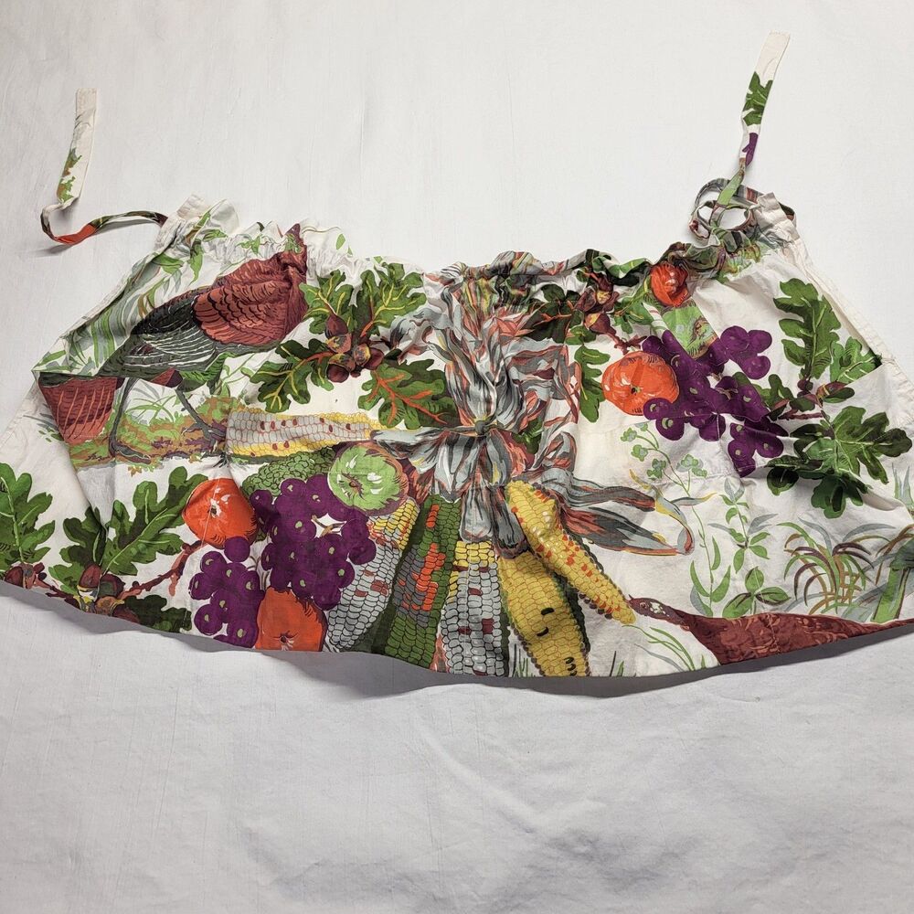 Handmade Fall Harvest Gathering Half Apron 100% Cotton 4 Large Pockets
